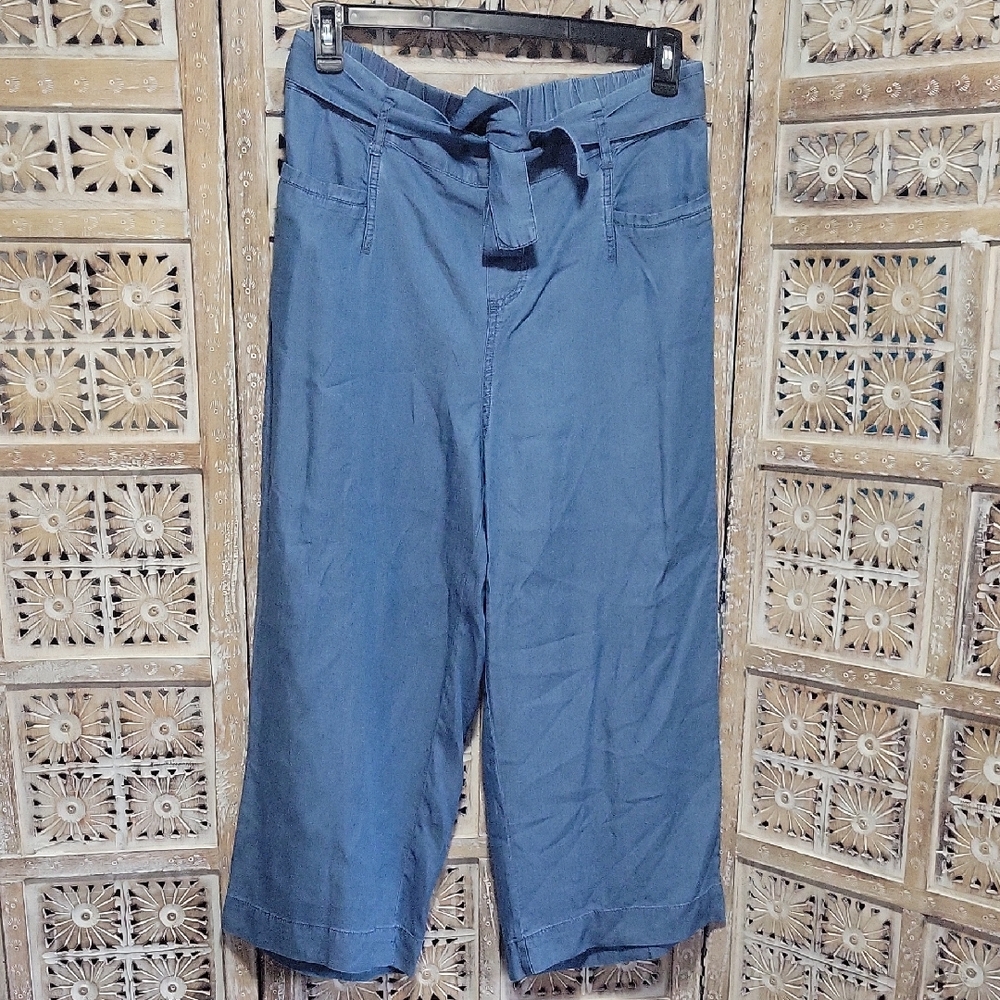 Zac & Rachel Blue Lyocell wideleg Crop Pants